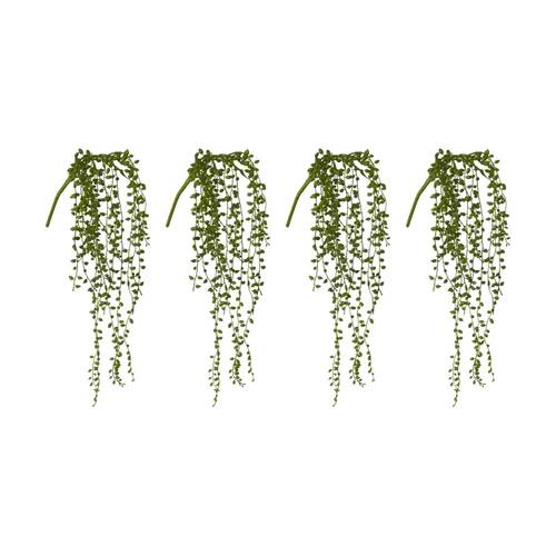 4PK E Style String Of Pearls Hanging Plant Plastic Wire Green 13x7x49cm