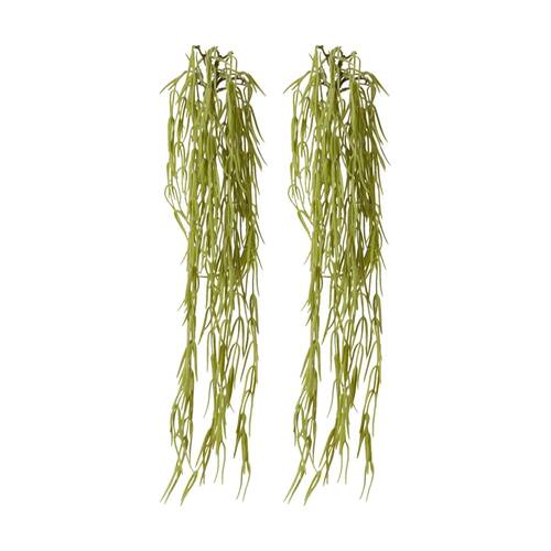 2PK E Style Wax Vine Hanging Plant Plastic Wire Decor Grey Green 20x7x53cm