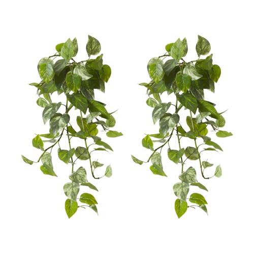 2PK E Style Pothos Outdoor Hanging Plant Artificial Decor Green 55x59x81cm