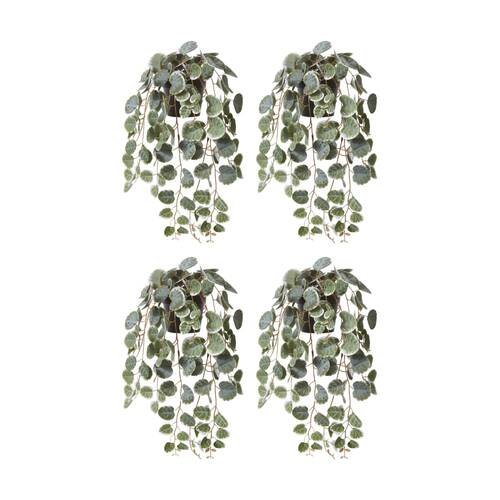 4PK E Style String Of Hearts Plant Potted Plastic Fabric Wire Green 24x18x38cm