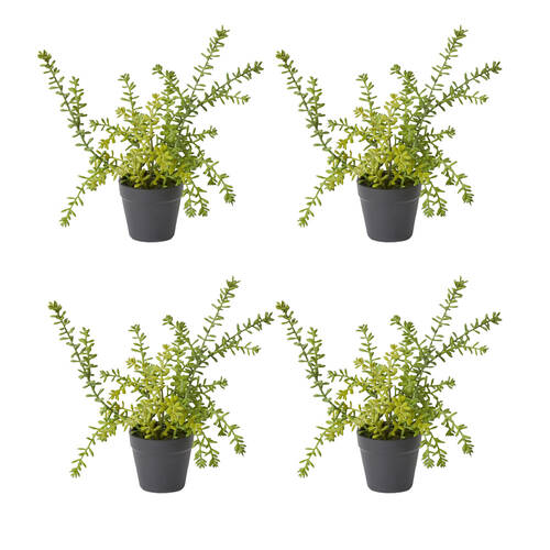 4PK E Style Sedum Plant Plastic Wire Compact Size Realistic Green 20x20x25cm