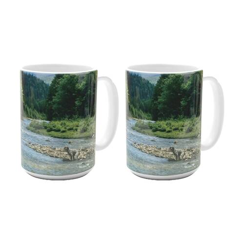 2x Prank-O When Nature Calls Riverscape Ceramic Coffee Mug Multicolour