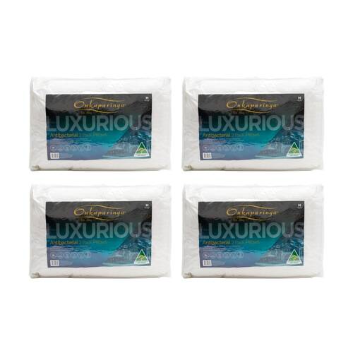 4x 2pc Onkaparinga Luxury Antibacterial Pillows Cotton Sateen Cover Breathable