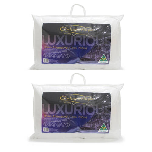 2x 2pc Onkaparinga Down Alternative Pillows Microfibre Polyester Fill Ultra-Soft