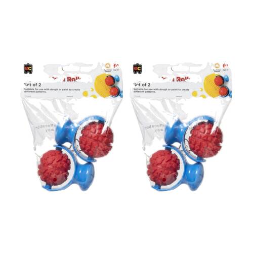 2x 2pc Educational Colours Palm Pattern Paint Rollers Set Kids Art/Craft 3y+