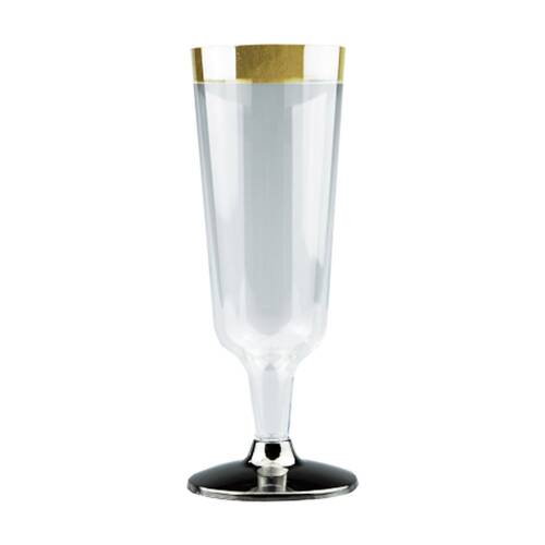 24x 6pc Partyware Champagne Glass Tableware Set W/ Gold Rim 150ml Clear