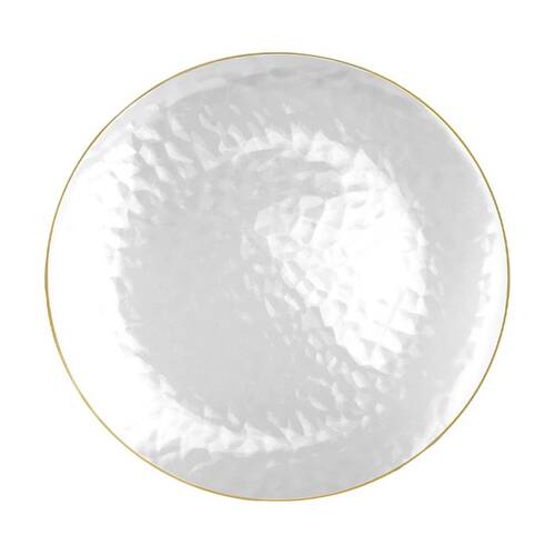 6x 3pc Partyware Heavy Duty Dimple Plates Set W/ Gold Rim 300mm Clear