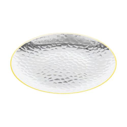 6x 10pc Partyware Heavy Duty Dimple Plates Set W/ Gold Rim 180mm Clear