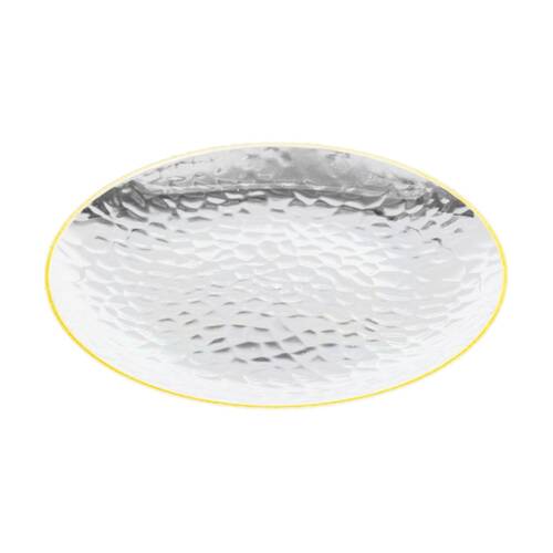6x 10pc Partyware Heavy Duty Dimple Plates Set W/ Gold Rim 230mm Clear