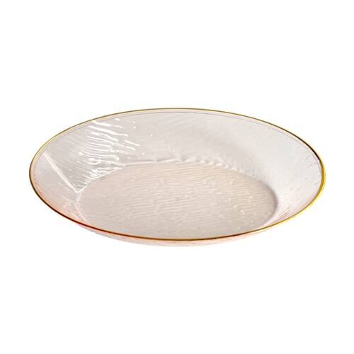 6x 10pc Partyware Reusable Heavy Duty Oval Bowl Set W/ Gold Rim 155x98x30mm