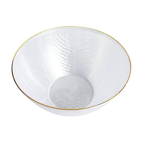 12x 10pc Partyware Reusable Heavy Duty Bowl Set W/ Gold Rim 148x68mm White