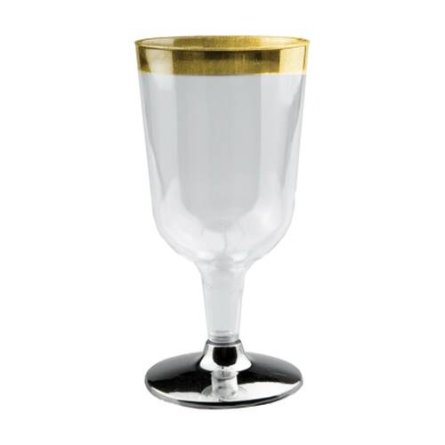 12x 6pc Partyware Wine Glass Tableware Set W/ Gold Rim 200ml Clear