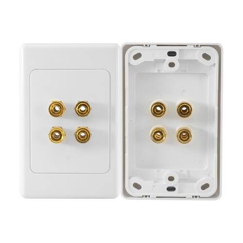 Pro2 4 Terminal Speaker Wall Plate 4X Banana Sockets
