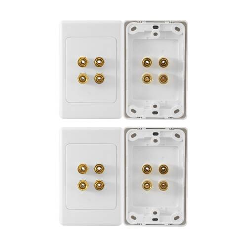 2PK Pro2 4 Terminal Speaker Wall Plate 4X Banana Sockets