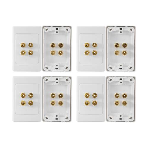 4PK Pro2 4 Terminal Speaker Wall Plate 4X Banana Sockets