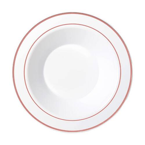 12x 6pc Partyware Reusable Heavy Duty Bowl Set W/ Rose Gold Lining 190mm White