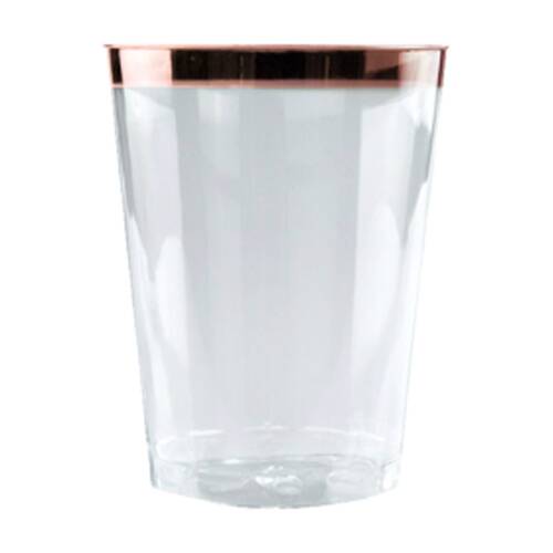 12x 6pc Partyware Hard Plastic Drinking Tumbler Cup Set W/ Rose Gold Rim 250ml