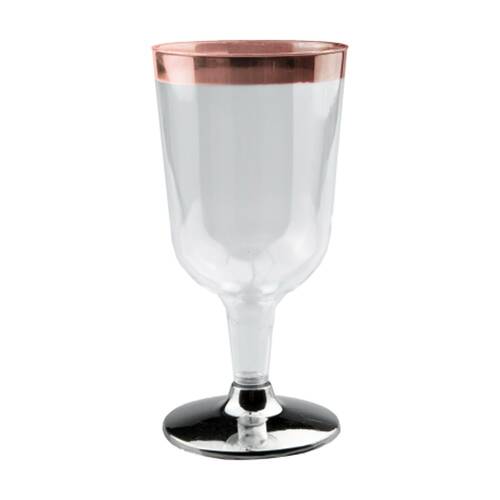 12x 6pc Partyware Wine Glass Tableware Set W/ Rose Gold Rim 200ml Clear