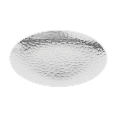 12x 10pc Partyware Heavy Duty Dimple Plates Set W/ Silver Rim 180mm Clear