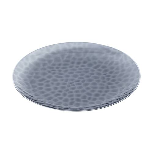 6x 10pc Partyware Heavy Duty Dimple Plates Set W/ Silver Rim 250mm Black