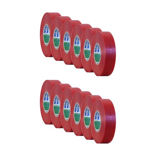 12PK Nitto Red 20Mt Tape PVC Electrical Insulation 20m Wire