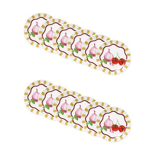 12PK Porto Valentina Italian Onion/Tomato Inspired Illustration Side Plate 20cm