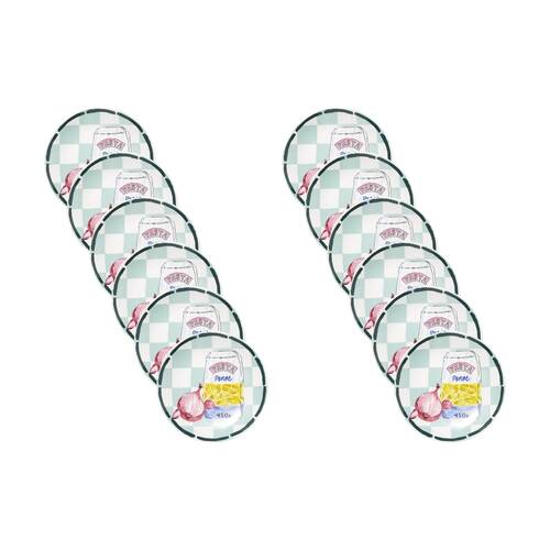 12PK Porto Valentina Italian Penne Pasta Inspired Illustration Side Plate 20cm