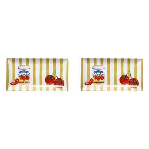 2PK Porto Italian Tomato/Yellow Stripe Valentina Serving Platter 29.5x15.5cm