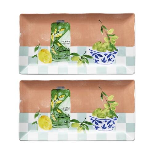 2PK Porto Italian Food Inspired Valentina Rectangle Serving Platter 29.5x15.5cm