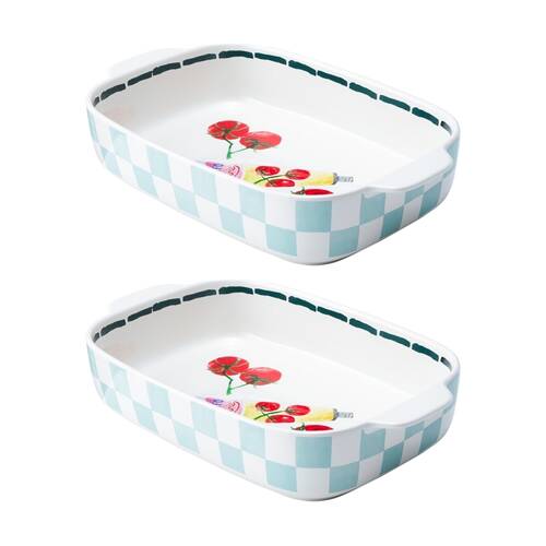 2PK Porto Italian Inspired Valentina Medium Baking Tray Stoneware 30x19cm
