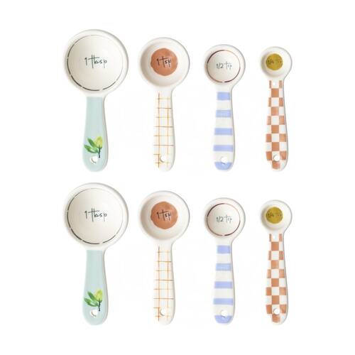 2x 4pc Porto Italian Inspired Valentina Measuring Spoon Stoneware