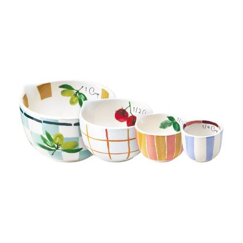4pc Porto Italian Inspired Multicoloured Valentina Measuring Cups Stoneware