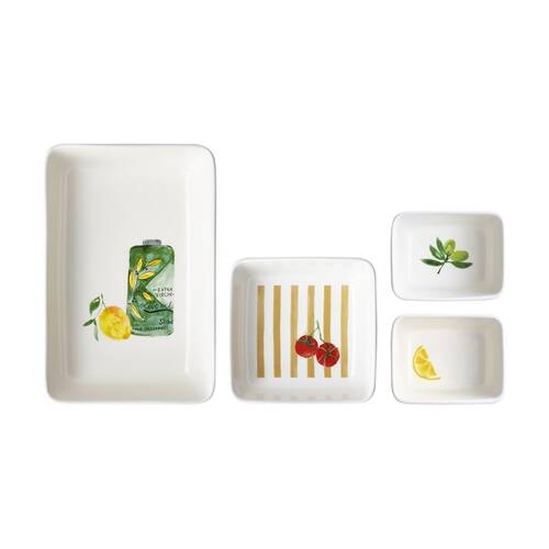 4pc Porto Multicoloured Italian Inspired Valentina Serving Set Stoneware