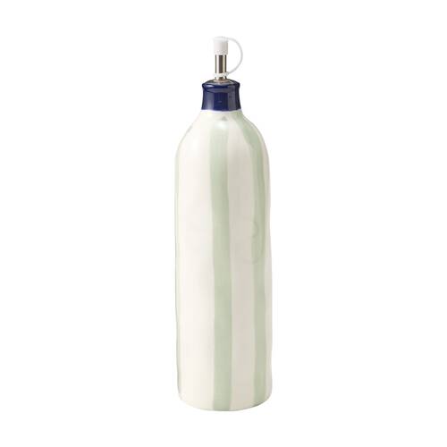 Porto Sable Kitchen Oil Bottle White & Sage Green Stripe 850ml