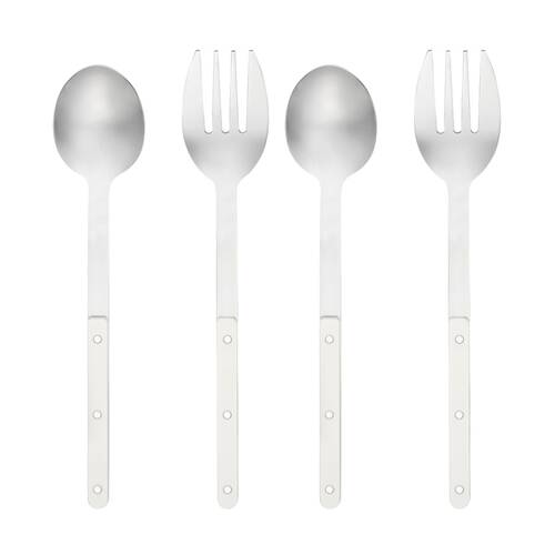 2x 2pc Porto Sona Salad Serving Cutlery/Utensils Set Vanilla Off White