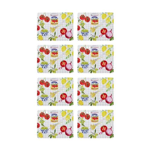 2x 4pc Porto Valentina Food Illustration Rectangle Dinner Placemat 34x26.5cm