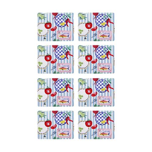 2x 4pc Porto Cucina Mediterranean Rectangle Dinner Placemats 34x26.5cm