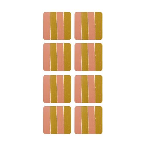 2x 4pc Porto Carnevale Brown/Pink Striped Rectangle Coasters 10cm