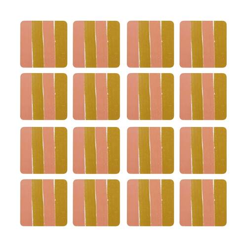 4x 4pc Porto Carnevale Brown/Pink Striped Rectangle Coasters 10cm