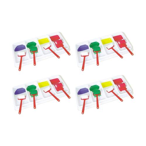 4PK Educational Colours Four Bay Roller Kids Painting Tray Art/Craft Supplies