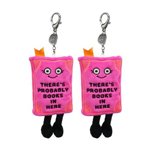 2x Punchkins Bag Charm Probably Books Plush Keyring With Metal Chain Pink