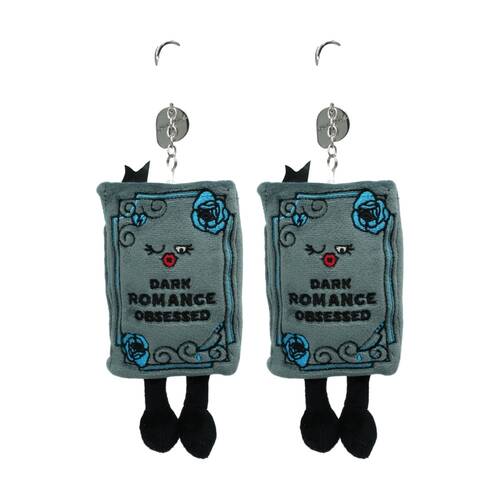 2x Punchkins Bag Charm Dark Romance Book Plush Keyring With Chain Grey/Blue