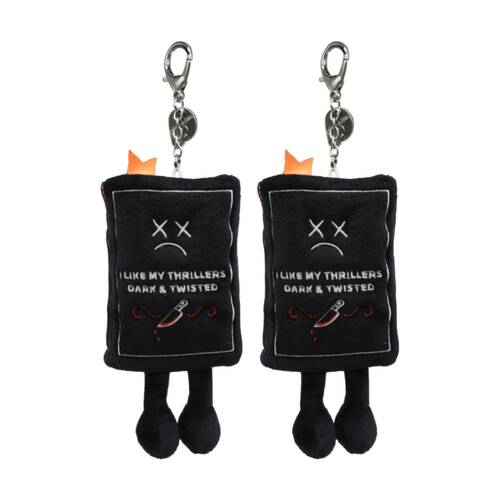 2x Punchkins Bag Charm Thrillers Dark Twisted Book Plush Keyring W/ Chain Black