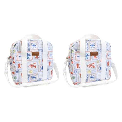 2PK LVD Isles Insulated School/Work Lunch Cooler Storage Travel Bag White