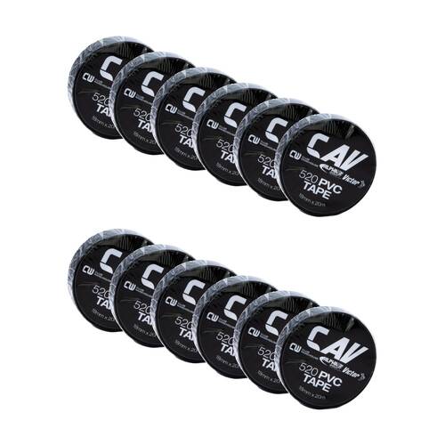 12PK Victor Sports PVC Heavy Duty Electrical Insulation Tape Roll Black 18mmx20m
