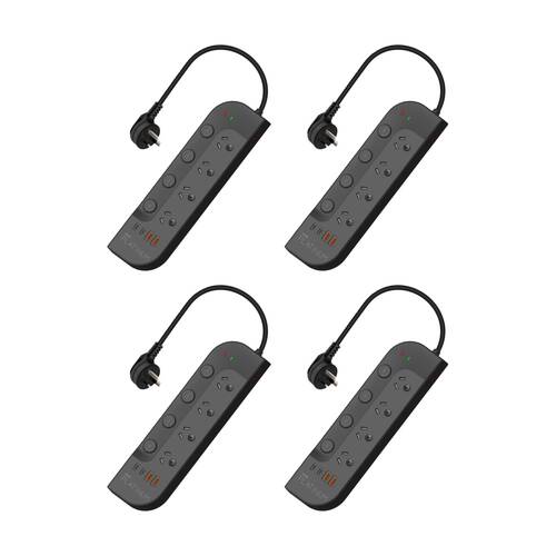 4PK Crest Platinum 4 Socket Surge Protector AU/NZ Plug USB Power Board Blk 1.8m
