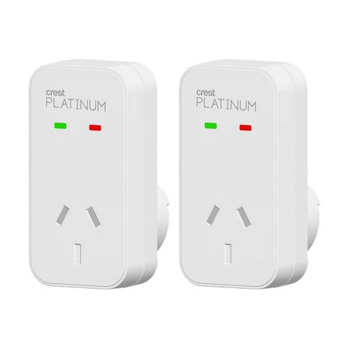 2PK Crest Platinum 1 Socket Surge Protector AU/NZ Plug W/ Child Protection White