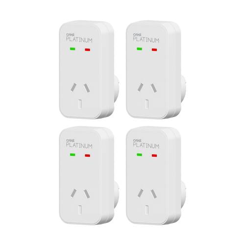 4PK Crest Platinum 1 Socket Surge Protector AU/NZ Plug W/ Child Protection White