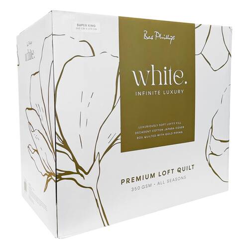 Bas Phillips Premium Loft Duvet/Quilt 350Gsm w/ Cotton Japara Cover White
