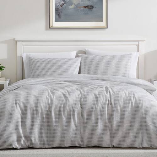 3pc Ardor Gleeson Quilt Cover Set Textured Jacquard Bedding Grey